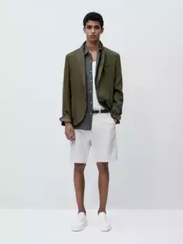 Шорты-бермуды из хлопка Massimo Dutti, белый