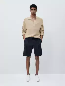 Шорты-бермуды из хлопка Massimo Dutti, синий