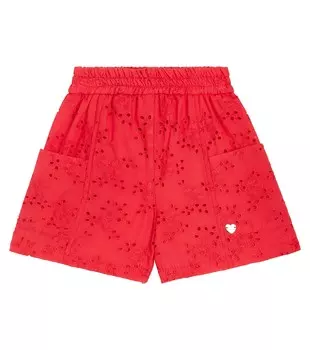 Шорты-Бермуды из хлопкового муслина с вышивкой Monnalisa, красный