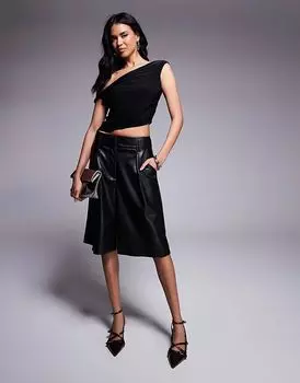 Шорты-бермуды из искусственной кожи черного цвета River Island
