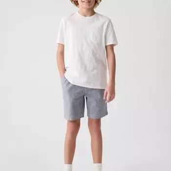 Шорты-Бермуды из льна и вискозы с эластичной талией Gap, серый