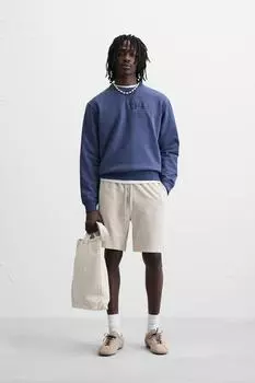 Шорты - бермуды из льна и вискозы ZARA, светло-бежевый