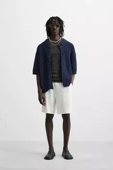 Шорты - бермуды из льна и вискозы ZARA, белый