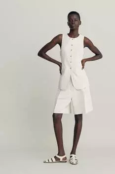 Шорты-Бермуды из льняной смеси H&M, бежевый