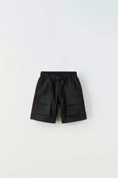 Шорты-бермуды из нейлона ZARA, черный