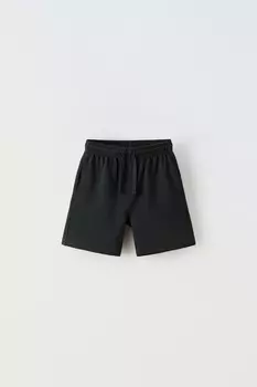 Шорты-бермуды из простой плюши ZARA, черный