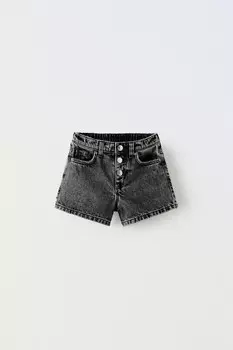 Шорты-бермуды из разрывного денима ZARA, черный