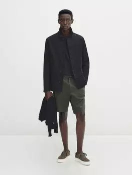 Шорты бермуды из смешанного хлопка стрейч Massimo Dutti, хаки