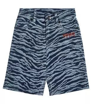 Шорты-бермуды из смесового хлопка цвета радуги Kenzo, синий