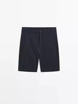 Шорты-Бермуды из смесового хлопка Jogger Massimo Dutti, синий