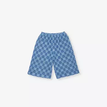 Шорты-бермуды из смесового хлопка с узором gg и звездой, 8–12 лет Gucci, цвет avio/mc/mx