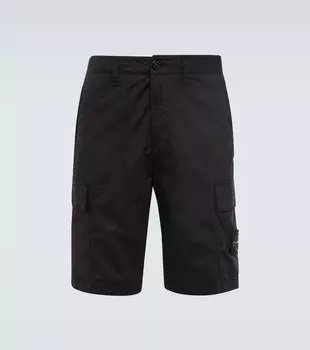 Шорты-бермуды из смесового хлопка Stone Island, черный
