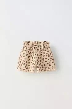 Шорты-бермуды из твила paperbag ZARA, экрю