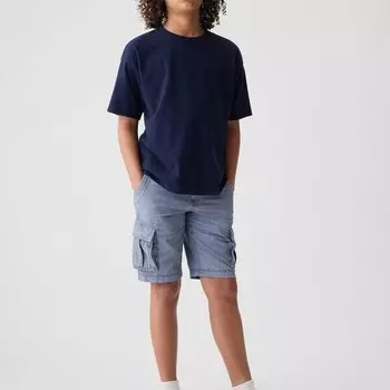 Шорты-Бермуды карго из хлопка шамбре Gap, синий