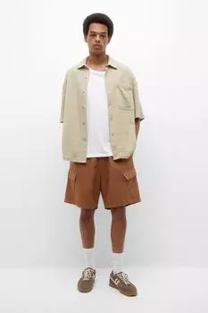 Шорты-бермуды карго в деревенском стиле Pull&Bear, коричневый