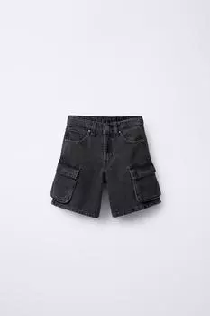 Шорты-бермуды-карго ZARA, черный