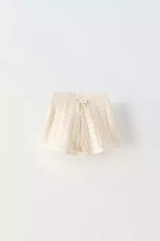 Шорты-бермуды крючком с бантом ZARA, экрю