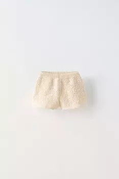 Шорты-бермуды крючком ZARA, экрю