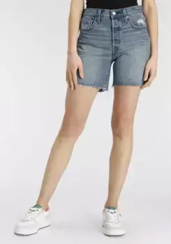 Шорты-бермуды Levi's "501 MID THIGH SHORT" с бахромой по подолу, цвет Med Indigo