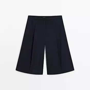 Шорты-бермуды Massimo Dutti Long Darted Bermuda Co-ord, темно-синий