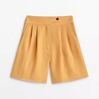 Шорты-бермуды Massimo Dutti Long With Darts, желтый