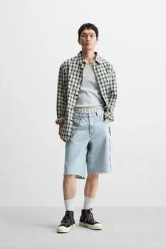 Шорты-бермуды мешковатого покроя ZARA, светло-синий