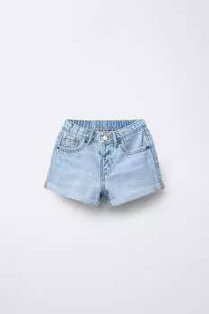 Шорты-бермуды mom fit ZARA, светло-синий
