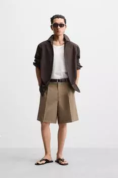 Шорты-бермуды обычного покроя ZARA, цвет Mink