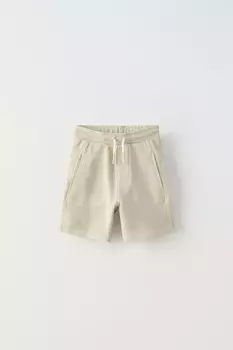 Шорты-бермуды, окрасенные в готовом виде ZARA, экрю