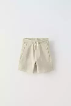Шорты-бермуды, окрасенные в готовом виде ZARA, экрю