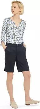 Шорты-бермуды Petite Modern из льняного твила стрейч NYDJ, цвет Oxford Navy