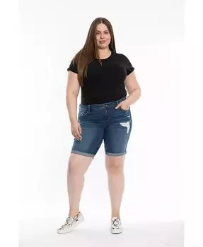 Шорты-бермуды Plus Size со средней посадкой SLINK Jeans, синий