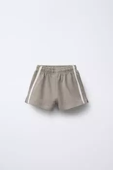 Шорты-бермуды с боковыми резинками ZARA, цвет Taupe grey