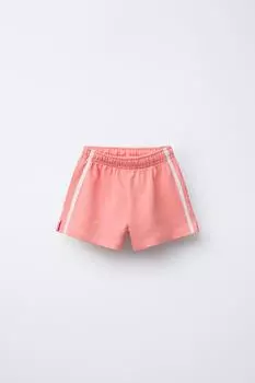Шорты-бермуды с боковыми резинками ZARA, цвет Coral