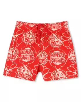 Шорты-бермуды с хлопковым принтом для мальчиков Kenzo Kids, красный