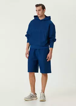 Шорты-Бермуды с кулиской на талии и логотипом Moncler, синий