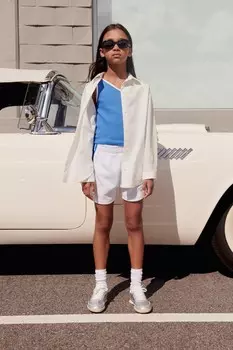 Шорты-бермуды с лентой ZARA, белый