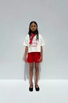 Шорты-бермуды с лентой ZARA, красный