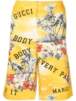 Шорты-бермуды с принтом Gucci, желтый