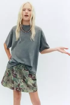 Шорты-бермуды с принтом в виде листьев ZARA, хаки