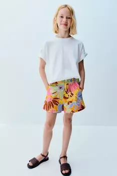 Шорты-бермуды с принтом ZARA, разноцветный