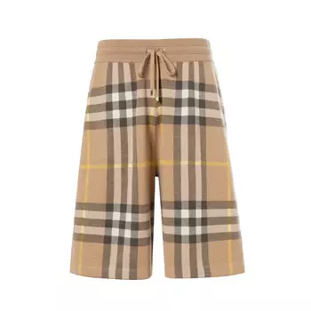 Шорты-бермуды с узором «тартан» бежевого цвета Burberry, цвет Truffle Check