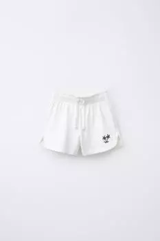 Шорты-бермуды с вышивкой в виде пальмы ZARA, экрю