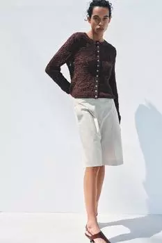 Шорты-бермуды с вытачками ZARA, цвет stone