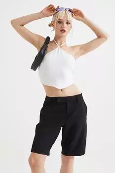 Шорты-бермуды с заниженной талией H&amp;M, черный