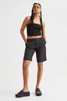 Шорты-бермуды с заниженной талией H&amp;M, черный/полосатый