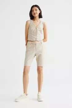 Шорты-бермуды с заниженной талией H&M, светло-бежевый/клетка