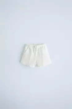 Шорты-бермуды с затяжкой ZARA, устрично-белый