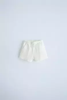 Шорты-бермуды с затяжкой ZARA, устрично-белый