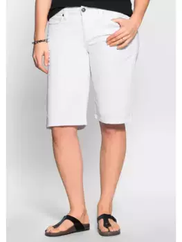 Шорты-бермуды Sheego "Большие размеры", эластичная смесь хлопка, белый